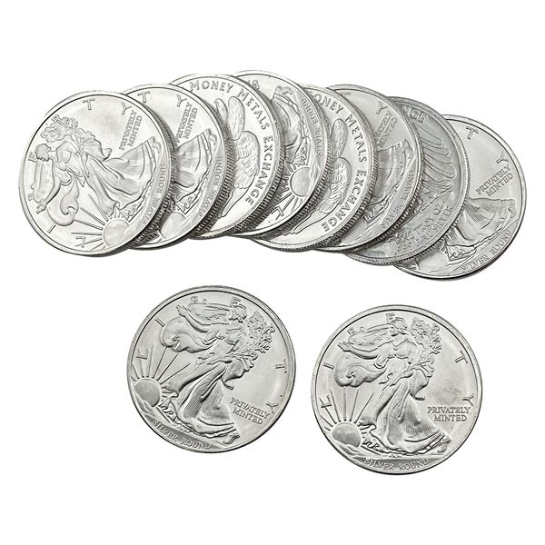 Gem BU 1oz Silver Rounds Lot of 10 [10 Coins]