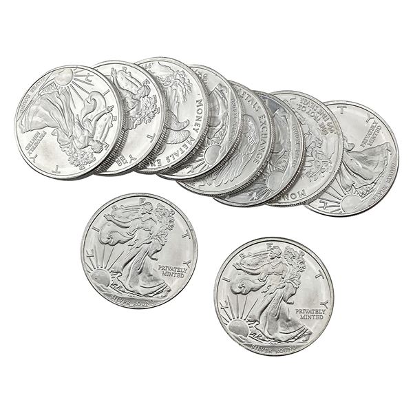 Gem BU 1oz Silver Rounds Lot of 10 [10 Coins]