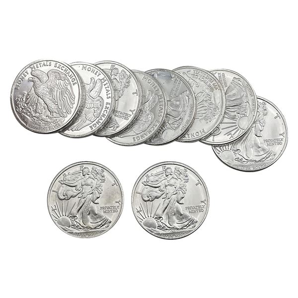 Gem BU 1oz Silver Rounds Lot of 10 [10 Coins]