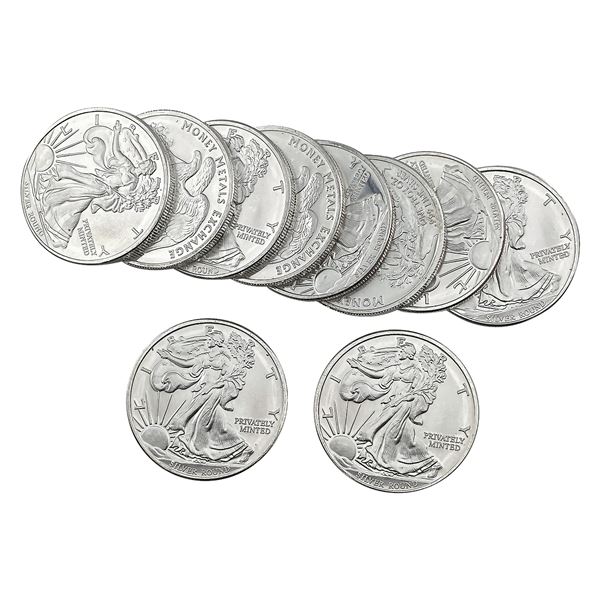 Gem BU 1oz Silver Rounds Lot of 10 [10 Coins]