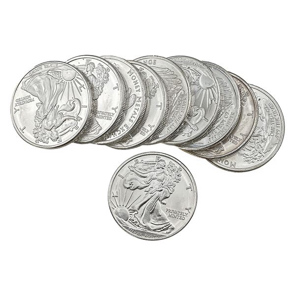 Gem BU 1oz Silver Rounds Lot of 10 [10 Coins]