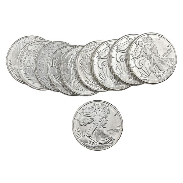 Gem BU 1oz Silver Rounds Lot of 10 [10 Coins]
