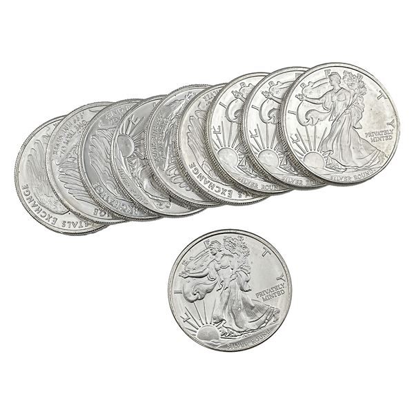 Gem BU 1oz Silver Rounds Lot of 10 [10 Coins]