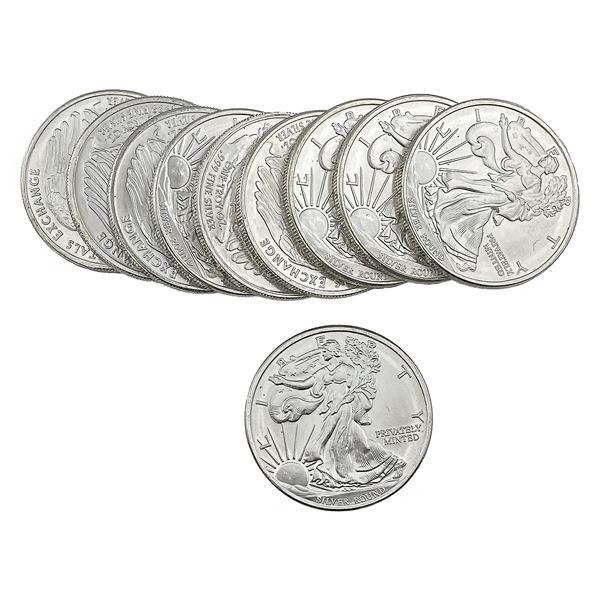 Gem BU 1oz Silver Rounds Lot of 10 [10 Coins]