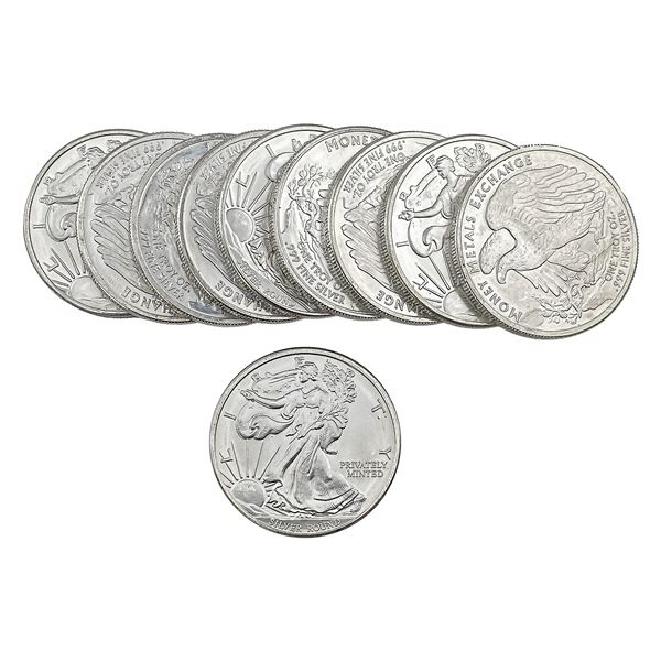 Gem BU 1oz Silver Rounds Lot of 10 [10 Coins]