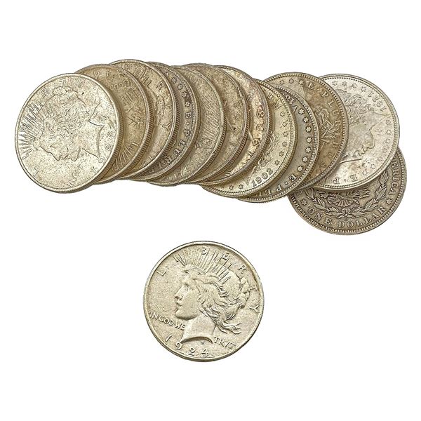 1883-1924 [13] Silver Morgan & Peace Dollar Lot