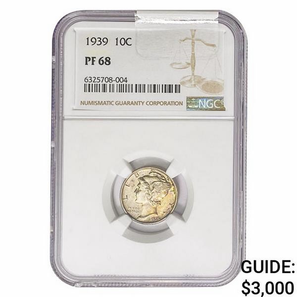 1939 Mercury Silver Dime NGC PF68