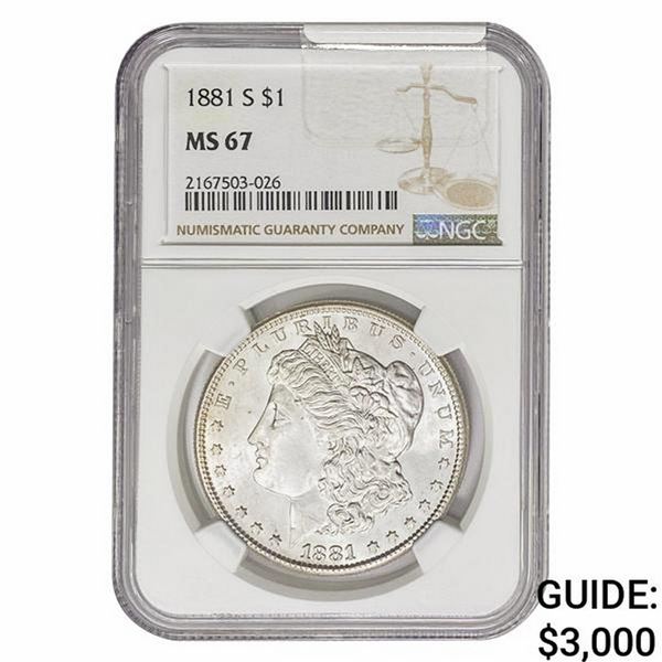 1881-S Morgan Silver Dollar NGC MS67