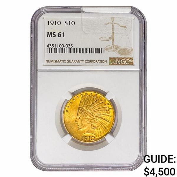 1910 $10 Gold Eagle NGC MS61