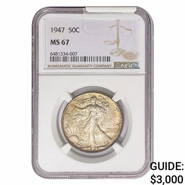 1947 Walking Liberty Half Dollar NGC MS67