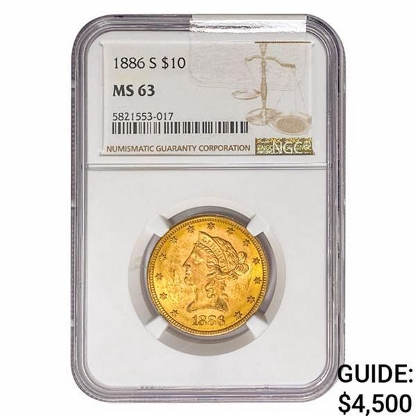 1886-S $10 Gold Eagle NGC MS63