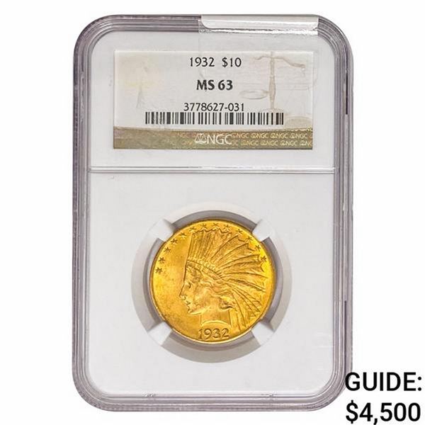 1932 $10 Gold Eagle NGC MS63