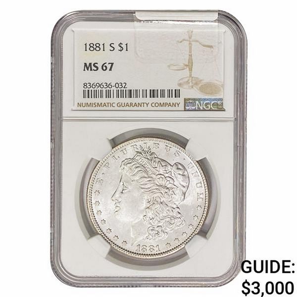 1881-S Morgan Silver Dollar NGC MS67