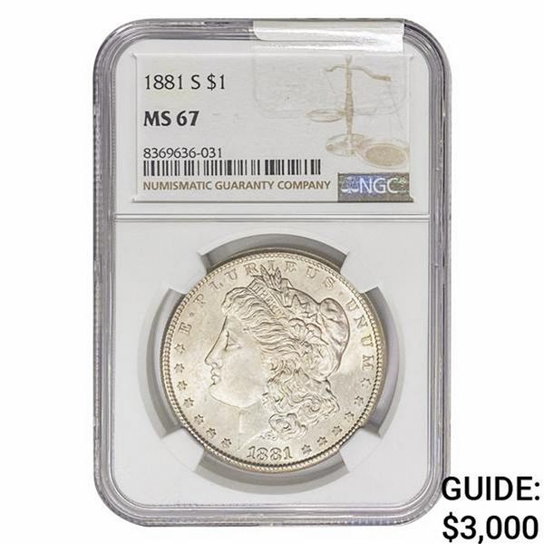 1881-S Morgan Silver Dollar NGC MS67