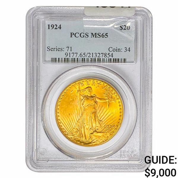 1924 $20 Gold Double Eagle PCGS MS65