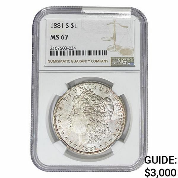 1881-S Morgan Silver Dollar NGC MS67