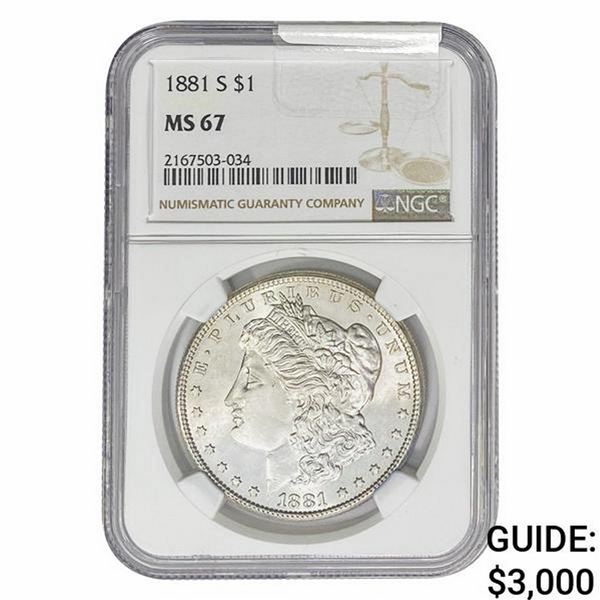 1881-S Morgan Silver Dollar NGC MS67