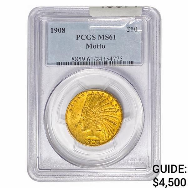 1908 $10 Gold Eagle PCGS MS61 Motto