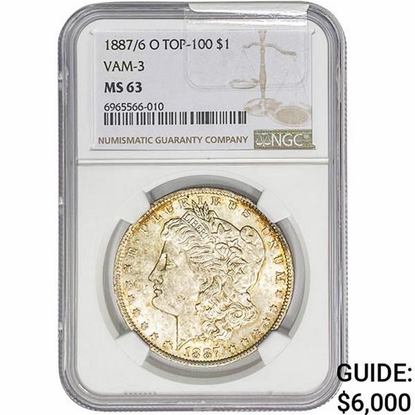 1887/6 O Morgan Silver Dollar NGC MS63 VAM-3