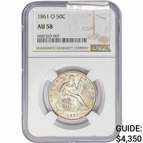 1861-O Seated Liberty Half Dollar NGC AU58