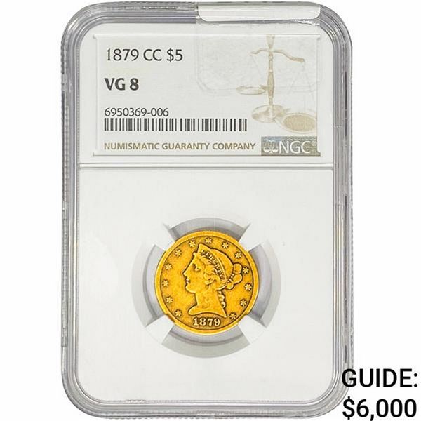 1879-CC $5 Gold Half Eagle NGC VG8