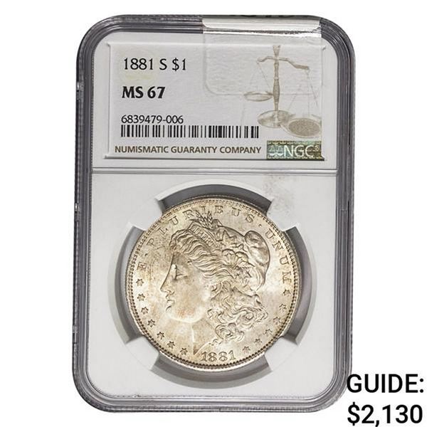 1881-S Morgan Silver Dollar NGC MS67