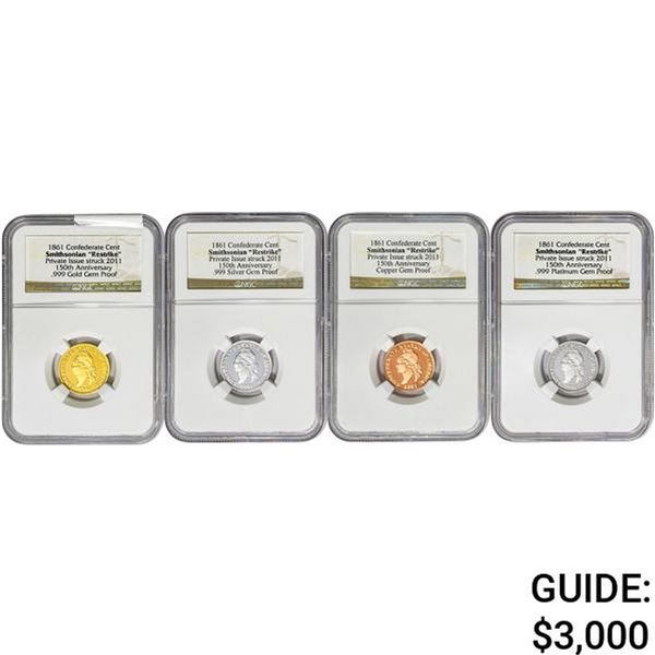 [4]1861 Confederate Cents-Smithsonian Restrike NGC
