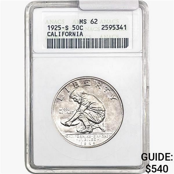 1925-S Jubilee Half Dollar ANACS MS62