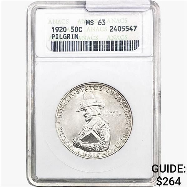 1920 Pilgrim Half Dollar ANACS MS63