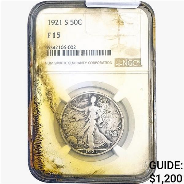 1921-S Walking Liberty Half Dollar NGC F15