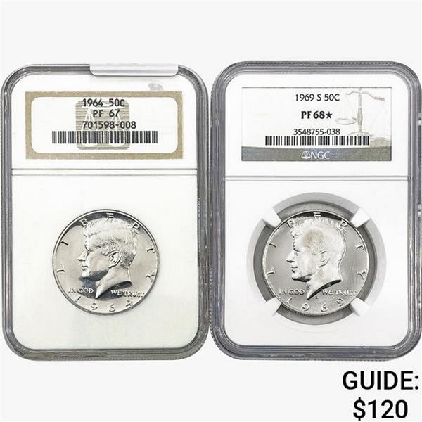 [2]1964-1969 Kennedy Half Dollar NGC PF67-68