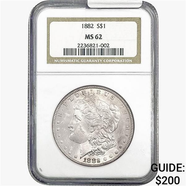 1882 Morgan Silver Dollar NGC MS62