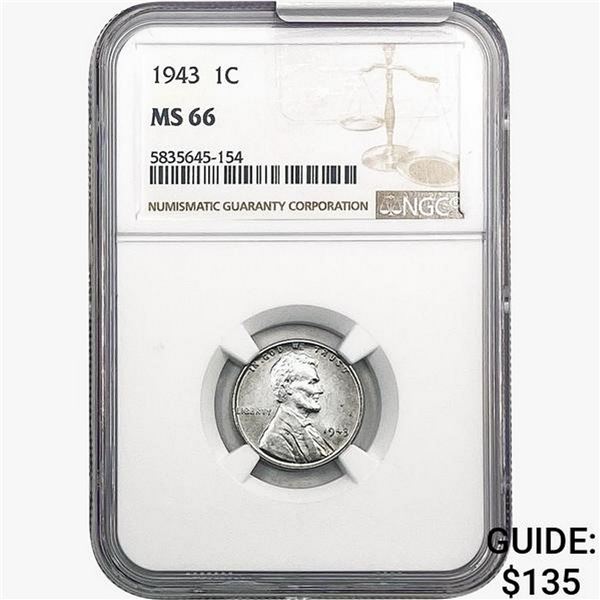 1943 Wheat Cent NGC MS66