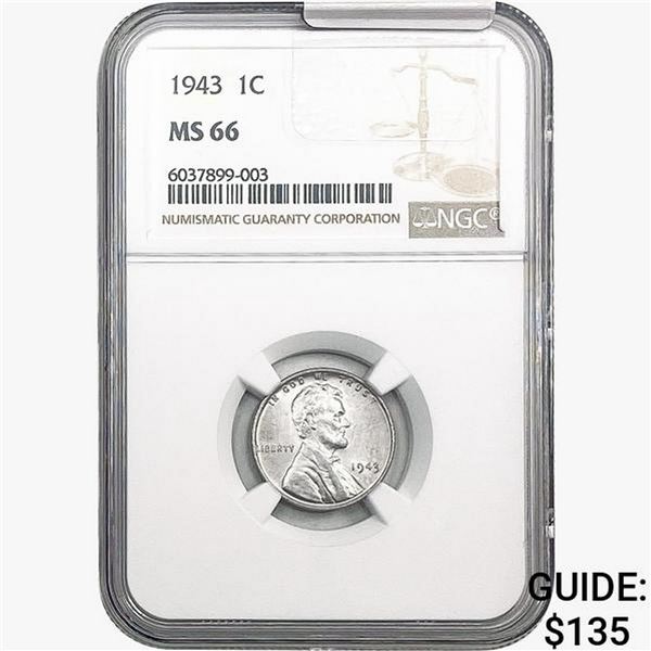 1943 Wheat Cent NGC MS66