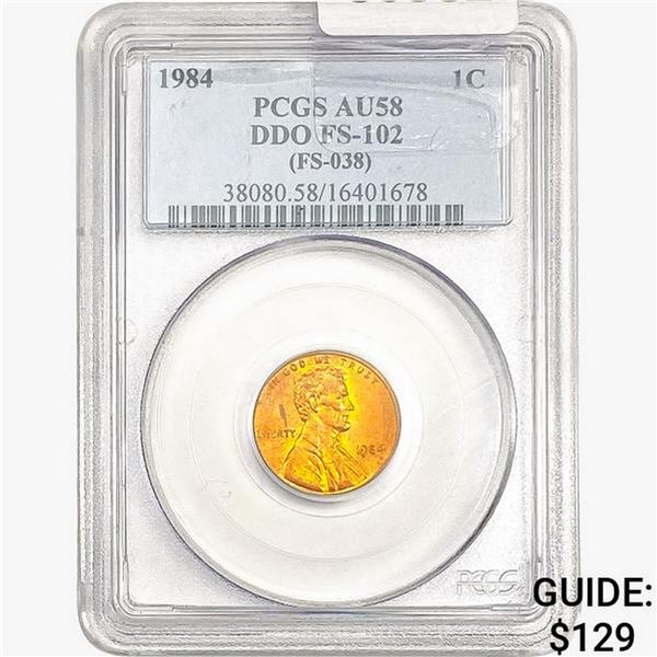1984 Lincoln Memorial Cent PCGS AU58 DDO FS-102