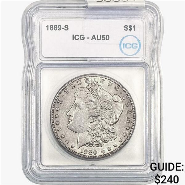 1889-S Morgan Silver Dollar ICG AU50