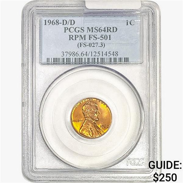 1968-D/D Lincoln Memorial Cent PCGS MS64 RD RPM FS-501