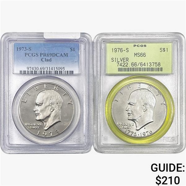 [2]1973-1976-S Eisenhower Dollar PCGS MS/PR66-69