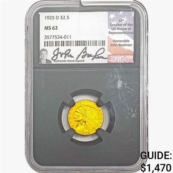 1925-D $2.50 Gold Quarter Eagle NGC MS62