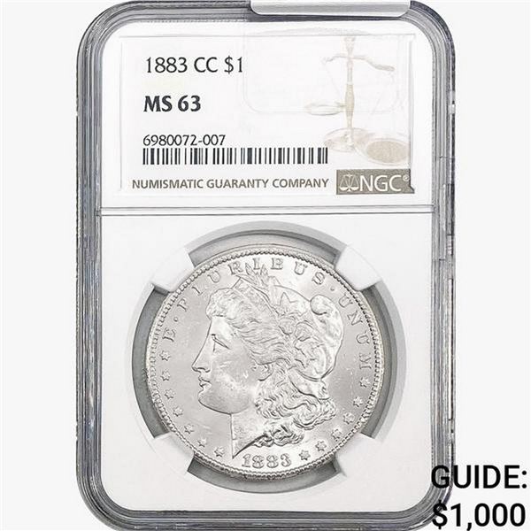 1883-CC Morgan Silver Dollar NGC MS63