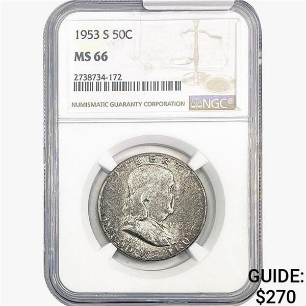 1953-S Franklin Half Dollar NGC MS66