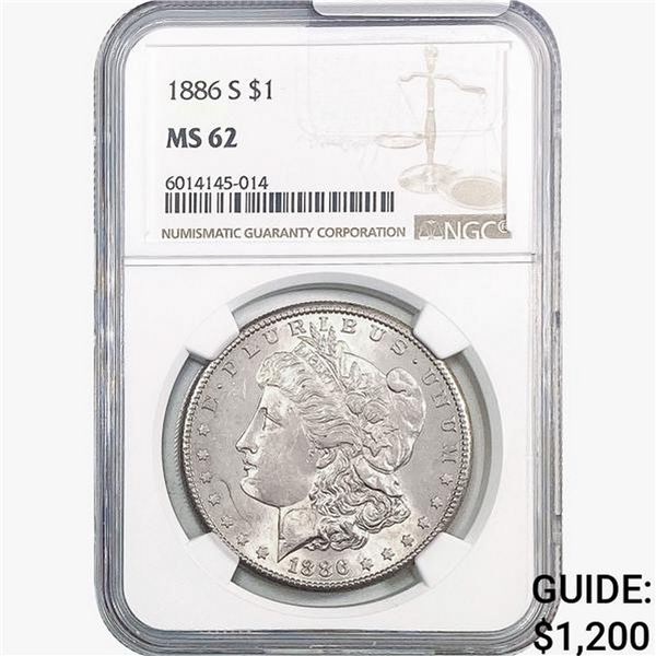 1886-S Morgan Silver Dollar NGC MS62