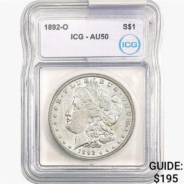 1892-O Morgan Silver Dollar ICG AU50