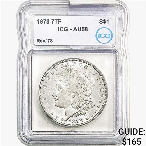 1878 REV78 Morgan Silver Dollar ICG AU58