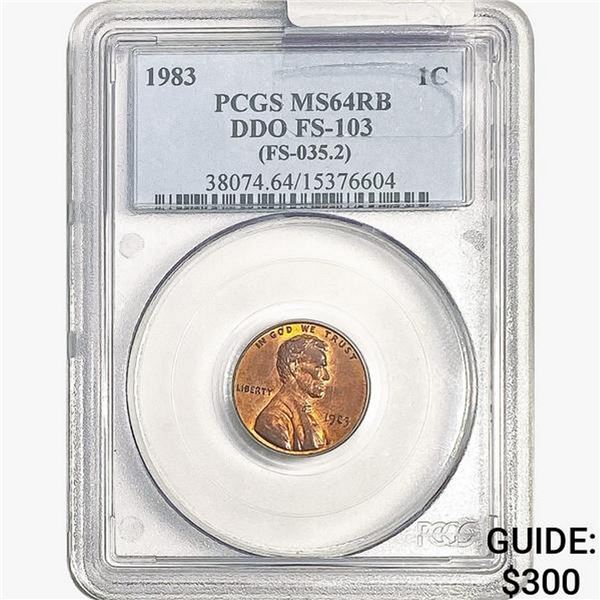 1983 Lincoln Memorial Cent PCGS MS64 RB DDO FS-103