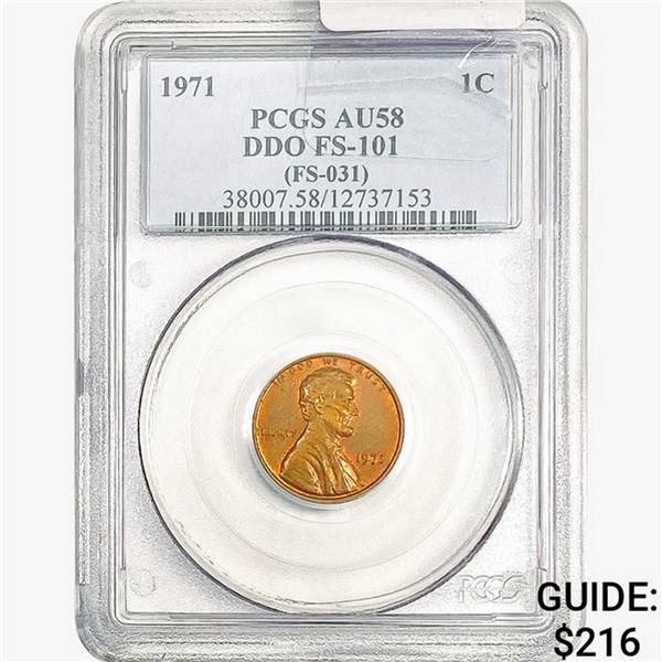 1971 Lincoln Memorial Cent PCGS AU58 DDO FS-101