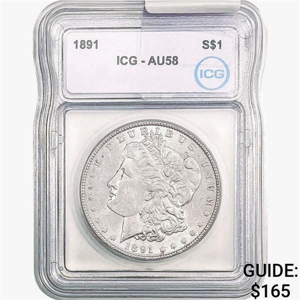 1891 Morgan Silver Dollar ICG AU58