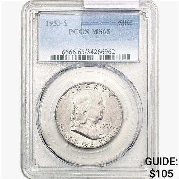 1953-S Franklin Half Dollar PCGS MS65