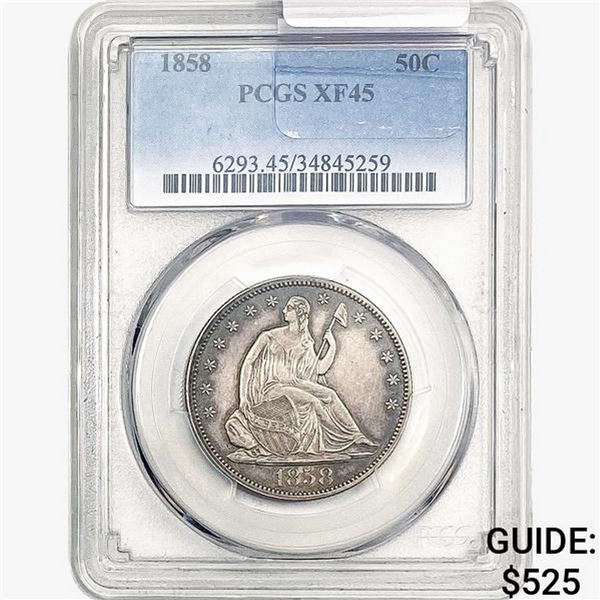 1858 Seated Liberty Half Dollar PCGS XF45