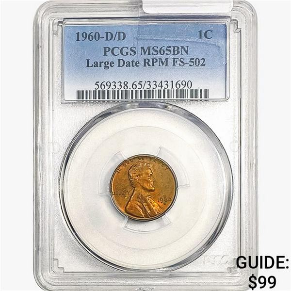 1960-D/D Lincoln Memorial Cent PCGS MS65 BN